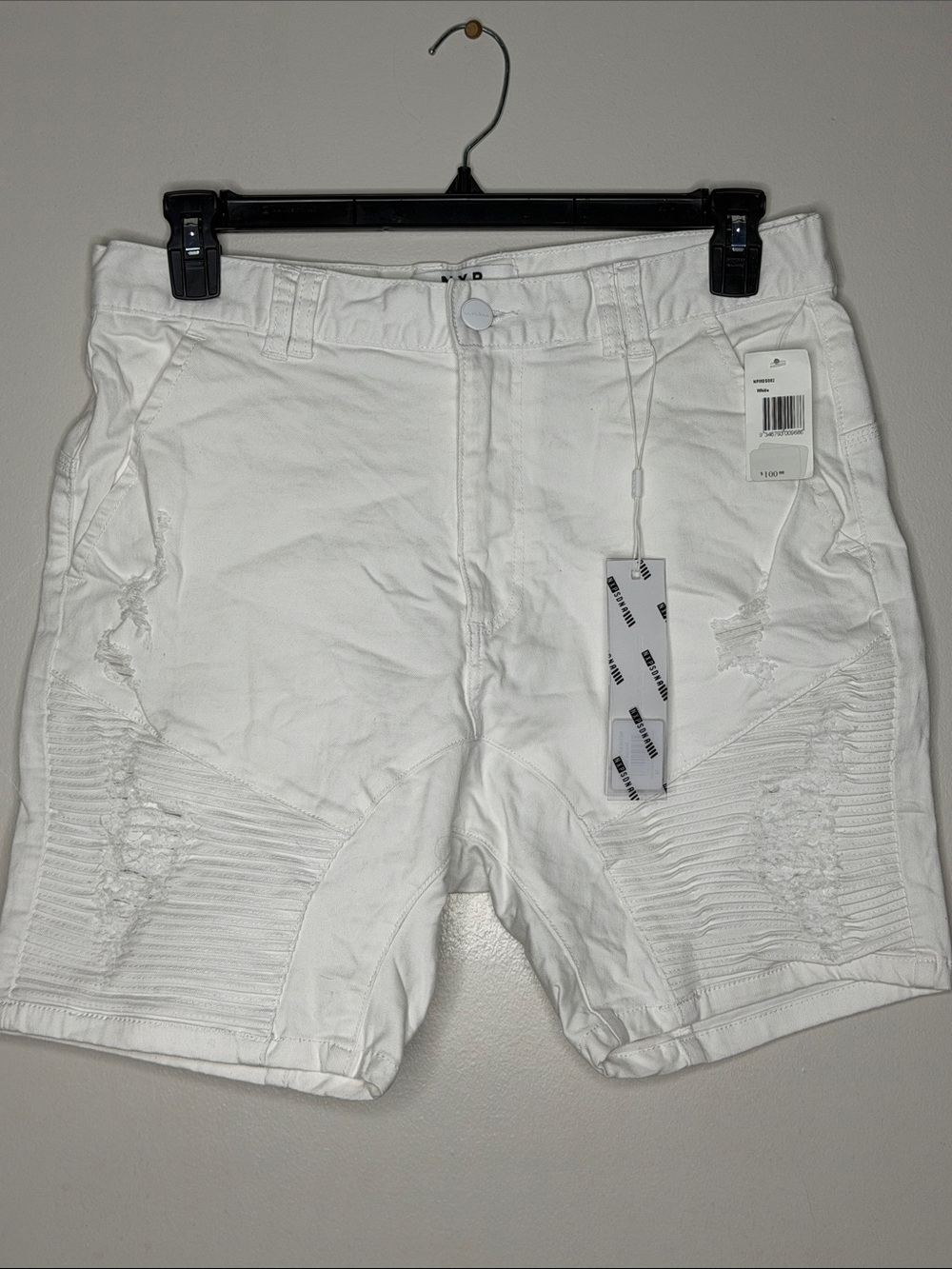 Men's White Distressed Shorts